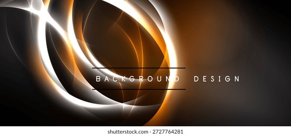 El diseño Abstractas presenta líneas naranjas brillantes, curvas blancas. El fondo oscuro crea un impacto visual dramático. Estética moderna.