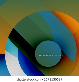 Abstract design features layered circles, vibrant colors. Gradient shades create dynamic visual effect. Modern, minimalist aesthetic.