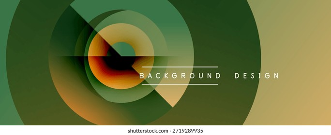 Abstract design features layered circles, gradient colors. Text reads background design. Minimalist aesthetic, modern feel.