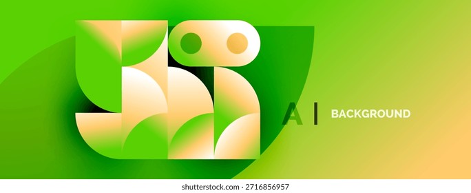 Abstract design features layered green, yellow shapes. Modern aesthetic, vibrant colors, minimalist composition. Suitable background element.