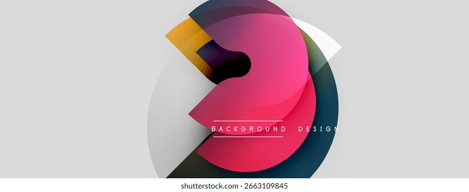 Abstraktes Design mit geschichteten Formen, lebendigen Farben, Farbverlauf-Effekten. Moderne Ästhetik geeignet für Hintergründe, Präsentationen.
