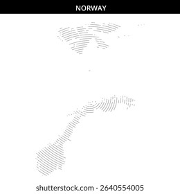 Abstract design features Norway's outline in creative lines.