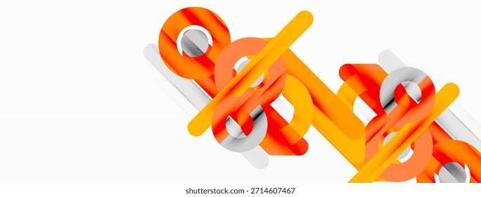 El diseño Abstractas presenta curvas naranjas, líneas grises, esferas plateadas. La composición moderna crea un impacto visual dinámico. Estética limpia.