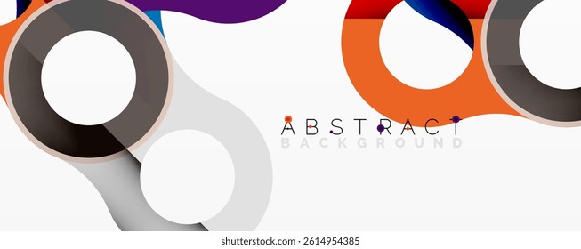Abstract design features overlapping circles, vibrant colors, modern aesthetic. Clean lines create dynamic visual impact.