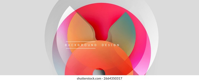 Abstract design features overlapping circles, vibrant colors, gradients. Modern aesthetic suitable for backgrounds, presentations. Minimal text present.