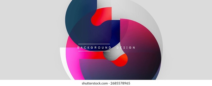 El diseño Abstractas presenta círculos superpuestos, colores vibrantes, Gradientes. Estética moderna adecuada para fondos, presentaciones. Estilo minimalista.
