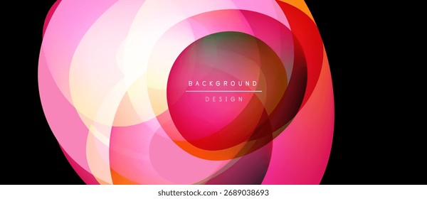 El diseño Abstractas presenta círculos superpuestos. Los tonos rosas, naranjas y rojos crean un efecto visual dinámico. Fondo moderno adecuado para varios proyectos.