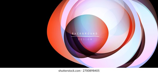 Abstract design features overlapping circles. Vibrant colors blend, creating dynamic visual effect. Modern, sleek presentation.