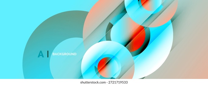 El diseño Abstractas presenta círculos superpuestos, líneas. Los colores degradados crean un efecto visual dinámico. Estética moderna y limpia.