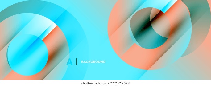 El diseño Abstractas presenta círculos superpuestos, Gradientes. Los tonos turquesa y melocotón crean un efecto visual dinámico. Estética moderna y limpia.