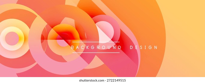El diseño Abstractas presenta círculos superpuestos, tonos naranjas vibrantes y rosados. El efecto degradado crea un impacto visual dinámico. El texto lee el diseño de fondo.