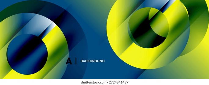 El diseño Abstractas presenta círculos superpuestos, colores vibrantes, Gradientes dinámicos. Estética moderna adecuada para fondos, presentaciones.