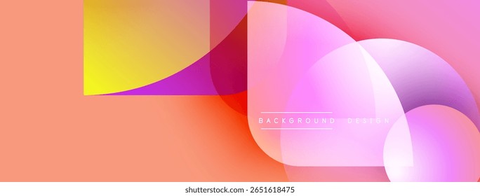 Abstract design features overlapping colorful shapes. Gradient hues blend, creating dynamic visual effect. Modern aesthetic, suitable backgrounds.