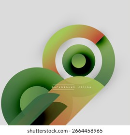 Abstract design features overlapping colorful circles, gradients. Modern aesthetic, simple composition, neutral background.