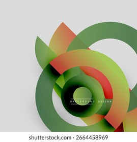 Abstract design features overlapping colorful circles, gradients. Modern aesthetic, suitable for backgrounds, presentations. Minimalist style.