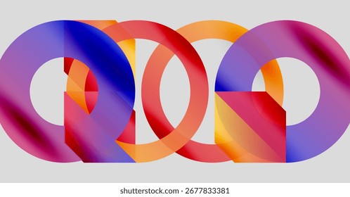 El diseño Abstractas presenta anillos coloridos superpuestos. Los tonos degradados crean un efecto visual dinámico. Composición moderna y minimalista.