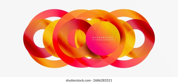 Abstract design features overlapping colorful circles. Gradient shades create dynamic visual effect. Modern background element.