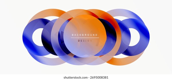 O design abstrato apresenta círculos coloridos sobrepostos. As sombras de gradiente criam um efeito visual dinâmico. Elemento de plano de fundo moderno.
