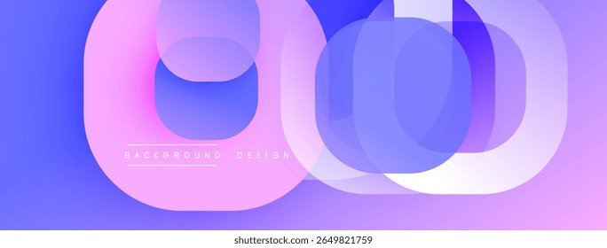 Abstract design features overlapping curves, gradients. Purple, blue hues create modern, dynamic visual effect. Minimalist style.