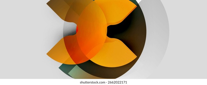 El diseño Abstractas presenta Formas naranjas y marrones superpuestas. Composición minimalista con Gradientes sutiles, líneas limpias, fondo blanco.