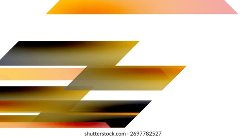 O design abstrato apresenta sobreposições de formas laranja, amarela e preta. O plano de fundo branco fornece contraste, criando um efeito visual moderno.