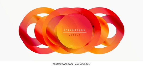 O design abstrato apresenta sobreposições de formas vermelhas e laranja. As cores de gradiente criam um efeito visual dinâmico. O texto lê o design do plano de fundo.
