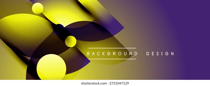 El diseño Abstractas presenta Formas amarillas y púrpuras superpuestas. El fondo degradado crea un efecto visual dinámico. Composición artística moderna.