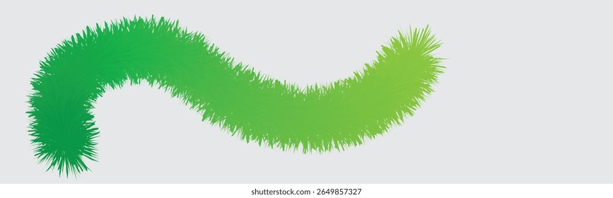 Um design abstrato apresenta uma forma giratória e fluida composta por numerosos elementos finos e pontiagudos que se assemelham a grama.