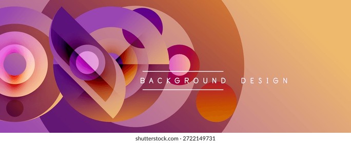 El diseño Abstractas presenta círculos vibrantes, Gradientes. Los tonos naranja y púrpura dominan la composición. Estética moderna, líneas limpias presentan visual dinámica.