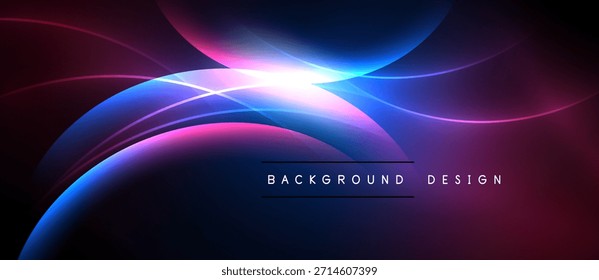 El diseño Abstractas presenta curvas vibrantes, luz brillante. El fondo oscuro enfatiza los colores brillantes, creando un efecto visual dinámico.