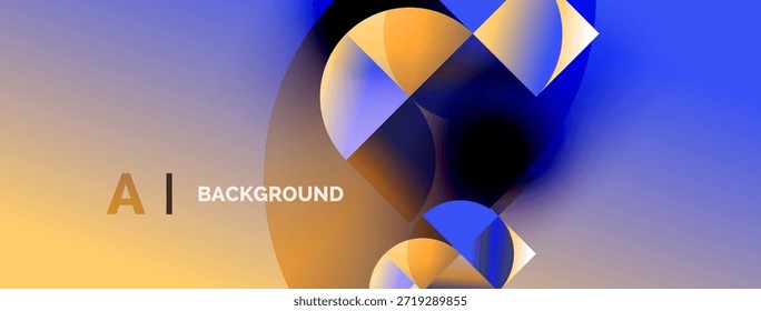 El diseño Abstractas presenta vibrantes círculos superpuestos. Los colores degradados se mezclan de naranja, azul, púrpura. El texto dice AI BACKGROUND. Composición moderna y dinámica.