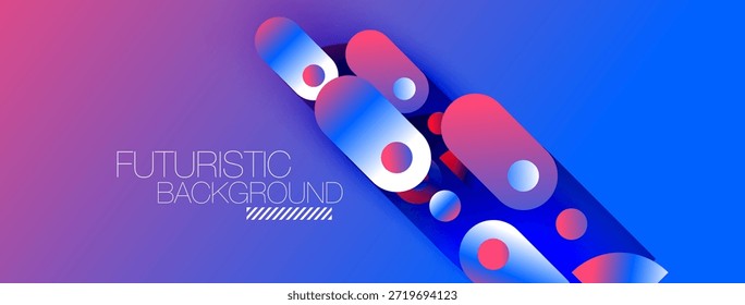 El diseño Abstractas presenta círculos vibrantes superpuestos, rectángulos. Los colores degradados crean una sensación futurista. Composición minimalista, Formas dinámicas.