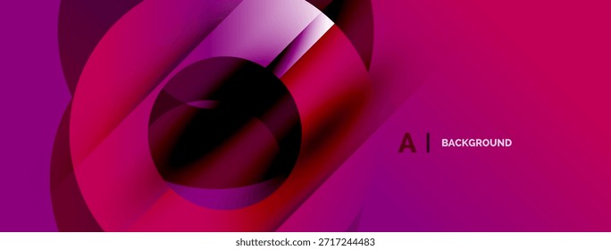 El diseño Abstractas presenta rosas vibrantes, rojos, tonos morados. Las Formas circulares se superponen creando un efecto visual dinámico. Moderna y elegante presentación.