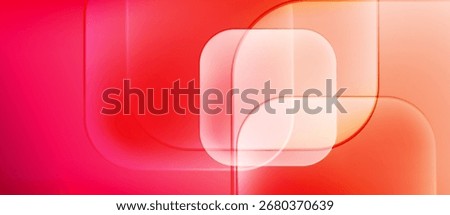 Abstract design features vibrant red, orange gradients. Overlapping squares create luminous effect, modern aesthetic. Smooth transitions, clean lines present.