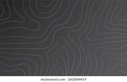 Abstract design featuring a black background with dynamic white contour lines resembling topography or waves, offering a modern and artistic aesthetic ideal for digital or graphic design, backgrounds,