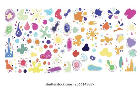 abstract design featuring colorful organic shapes, splashes, and swirls, perfect for artistic projects, backgrounds, and creative concepts