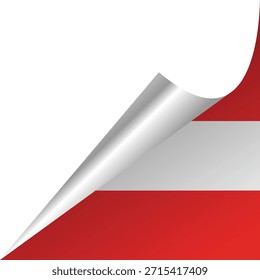 Diseño Abstractas con un rincón rizado que revela colores rojos y blancos.