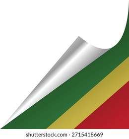 Design abstrato com um canto ondulado com cores verde, amarela e vermelha.