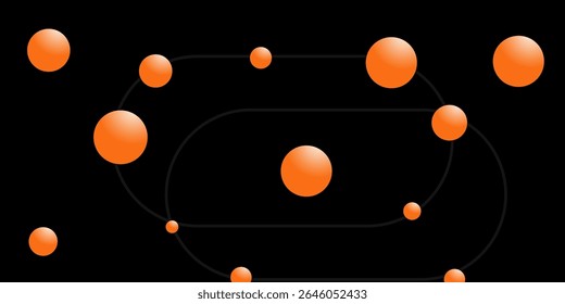 abstraktes Design mit dunkelgrauem Hintergrund mit weichen, glühenden Kreisverläufen in warmen Orange- und Gelbtönen. Vektorgrafik in eps 10