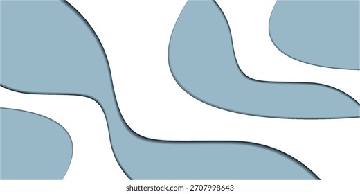 Abstract design featuring flowing blue shapes with black outlines, set against a white background. The shapes have smooth curves.