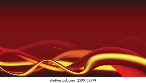 Abstract design featuring flowing red and gold wave patterns over a vibrant gradient background, embracing style and energy.