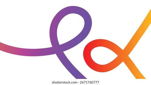 Um design abstrato com uma fita fluente com um gradiente impressionante de roxo a laranja. Esta arte dinâmica evoca um senso de movimento e energia, perfeito para projetos criativos.