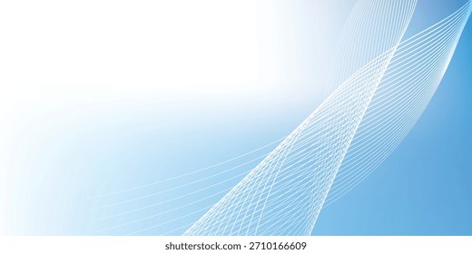 Abstract design featuring flowing, wavy lines in shades of blue with a gradient effect, creating a modern and dynamic visual element.