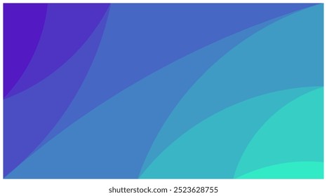 Abstract design featuring fluid overlapping curves in different shades of blue, from deep violet to aqua tones. The smooth transitions between colors create a calming, contemporary visual