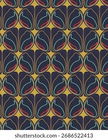 Abstract design featuring fluid shapes, vibrant colors, and dynamic patterns. Ideal for fabric prints, offering modern, artistic flair. Suitable for fashion, textiles, or home decor.