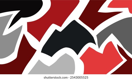 Ein abstraktes Design mit geometrischen Formen in Rot-, Schwarz- und Weißtönen. Kann als Hintergrundbild oder Hintergrund für ein gewagtes und grafisches Design verwendet werden.
