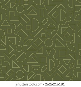 An abstract design featuring geometric shapes with line drawing, presented as a seamless pattern suitable for fashion design, decoration, fabric, wallpaper, and prints.