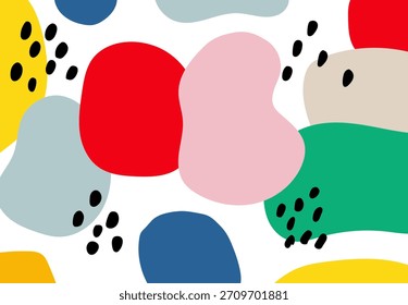 Diseño Abstractas que presenta formas fluidas verdes, rojas y amarillas con rayas negras texturizadas.