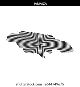 Abstract design featuring Jamaica shaped by concentric lines.