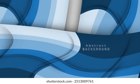 design abstrato com curvas em camadas e ondas em vários tons de azul, criando profundidade e textura